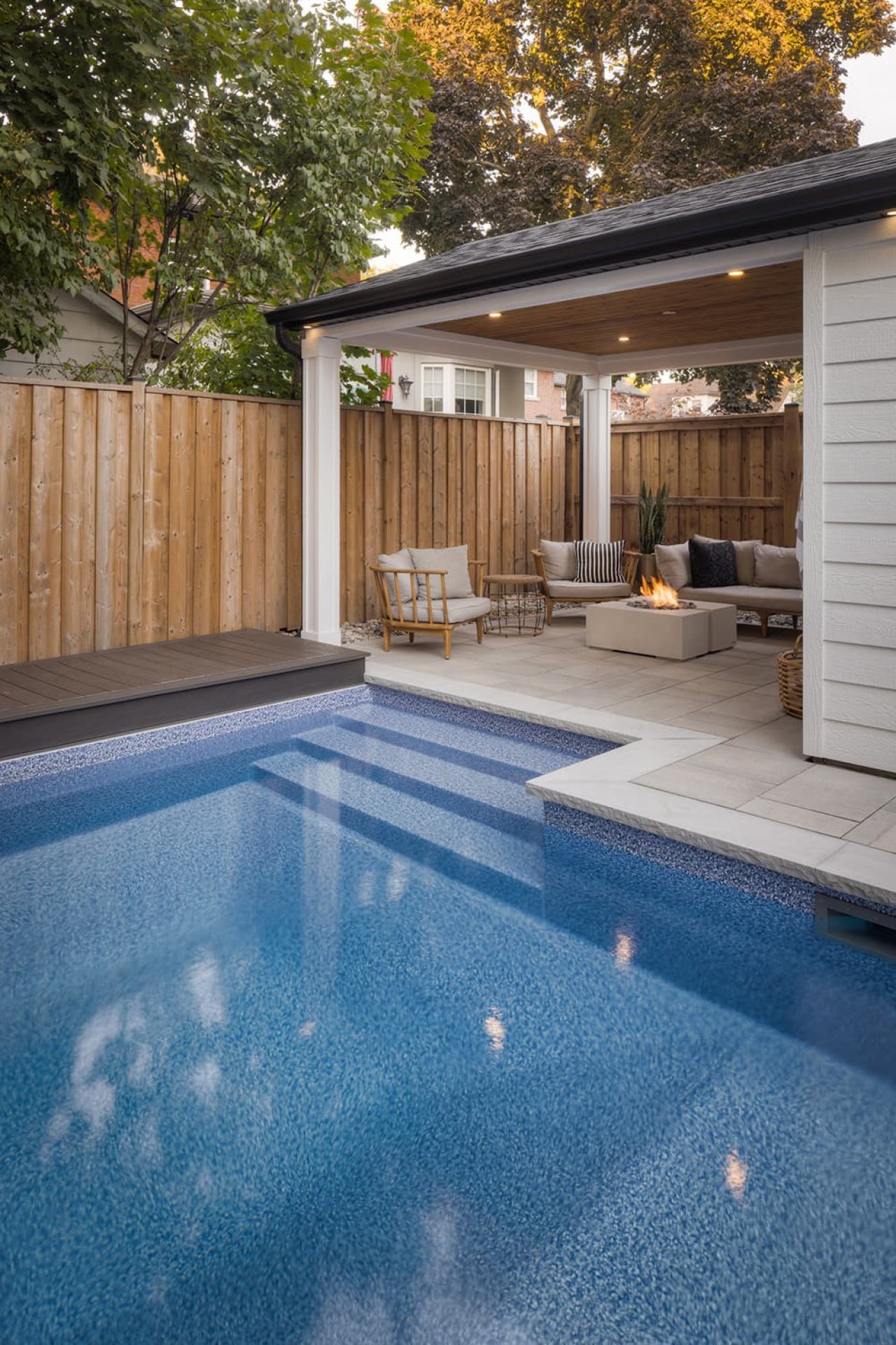 Backyard pool and shed.